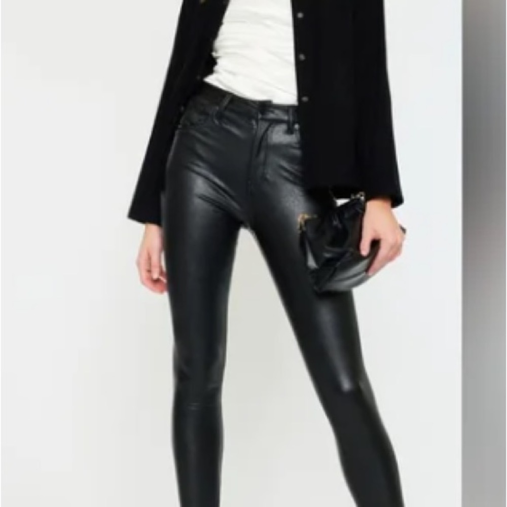 Kancan black faux leather straight leg pants/jeans